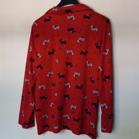 Laura Ashley Pajama Top Womens XL Scottie Dog Cheetah Print Bows Hearts Knit - Picture 5 of 8